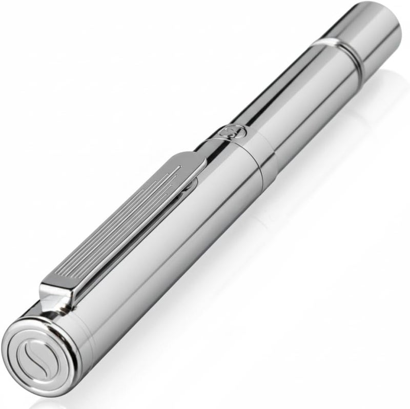 Scriveiner Silver Chrome Rollerball, Award Winning Luxury Pocket Pen with Chrome Finish, German Schmidt Refill, Best EDC Writing Instrument Gift Set for Men & Women, Fancy Office Pen - Image 1